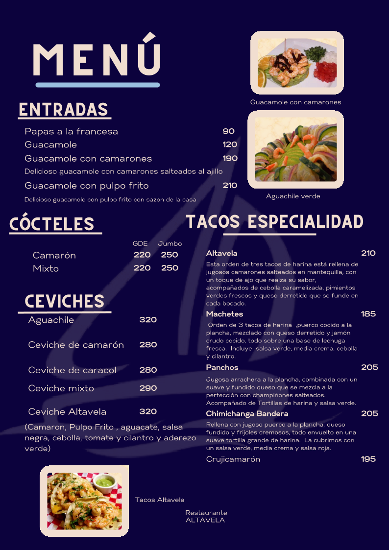 Altavela Seafood Menu - Image 3